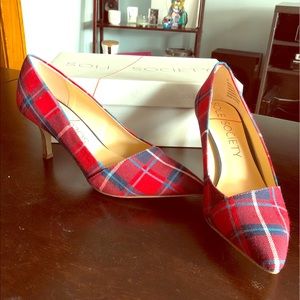 Sole Society Angelica Navy &Red Flannel Pumps